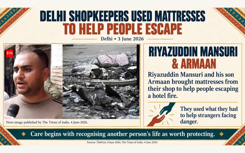 DELHI SHOPKEEPERS USED MATTRESSES TO HELP PEOPLE ESCAPE