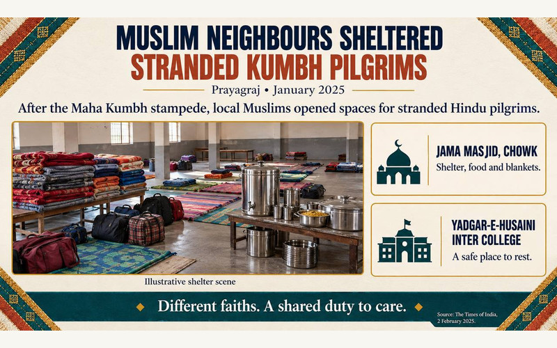 MUSLIM NEIGHBOURS SHELTERED STRANDED KUMBH PILGRIMS
