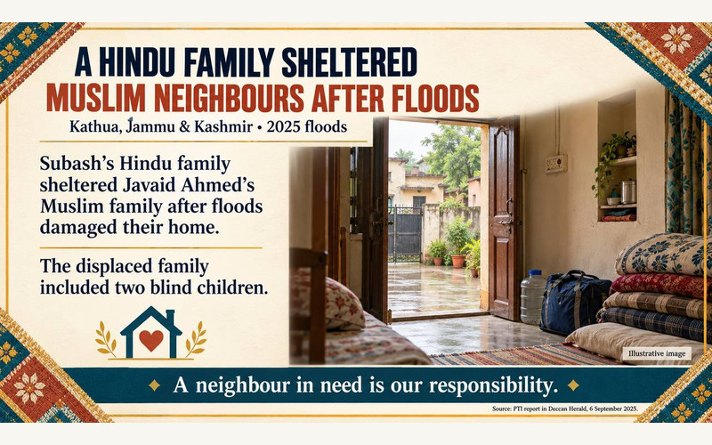 A HINDU FAMILY SHELTERED MUSLIM NEIGHBOURS AFTER FLOODS