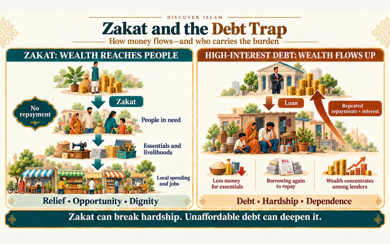 Exhibition illustration about Zakat and responsibility for wealth