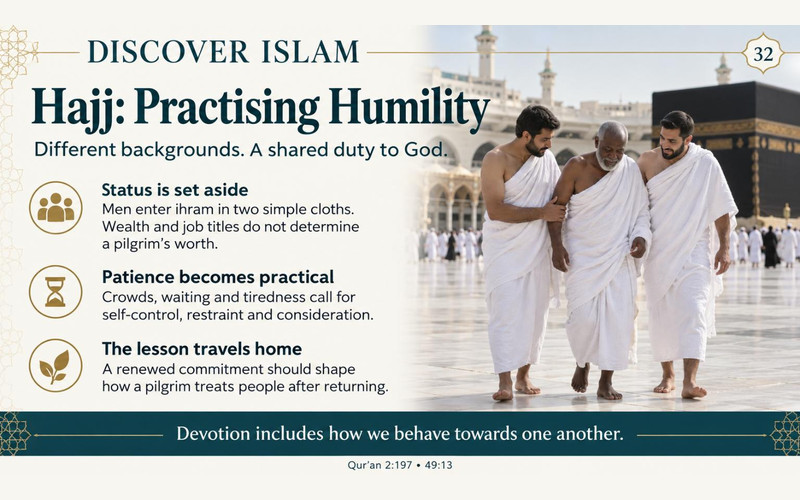 Exhibition illustration about Hajj and the practice of humility