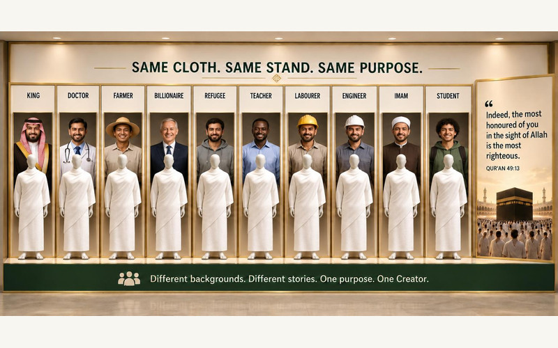 Exhibition illustration about Hajj and the practice of humility