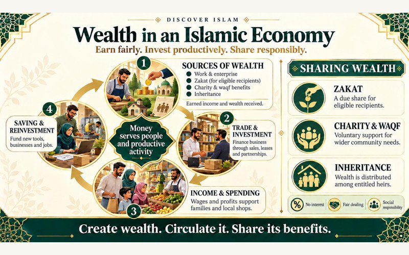 Exhibition illustration about Earning honestly and sharing wealth