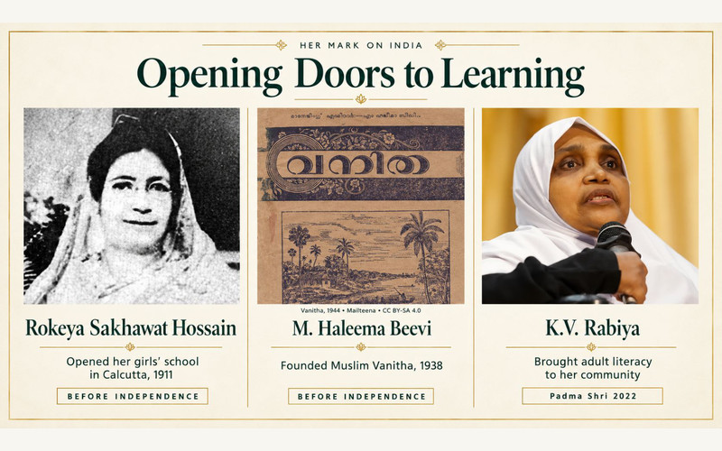 Exhibition panel on Muslim Women in India — Faith, Leadership, Education and Nation-Building